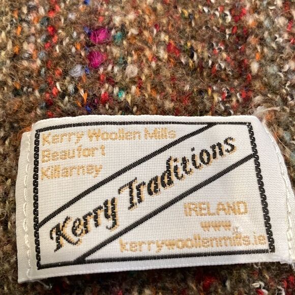Kerry Traditions made in Ireland brown purple, gray, colorful yarn scarf - Picture 6 of 7